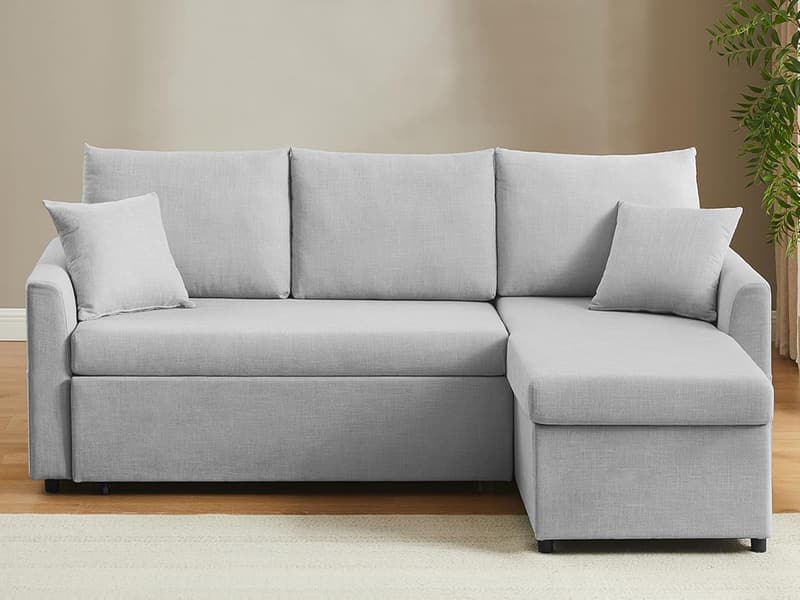 Convertible L-Shaped Sleeper Sofa Bed with USB-C Charging - Light Grey