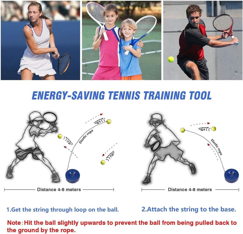 Portable Tennis Trainer with Rebound Ball & Retractable String
