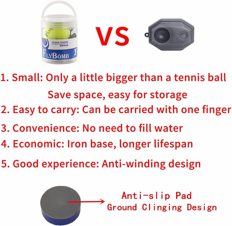 Portable Tennis Trainer with Rebound Ball & Retractable String