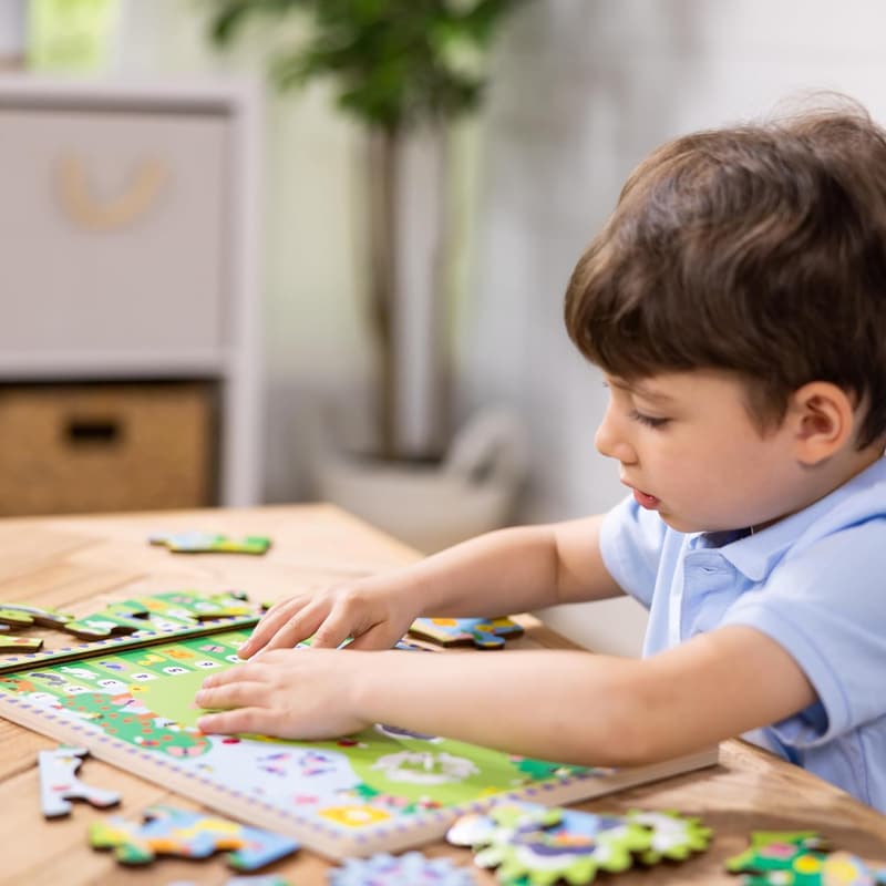 Wooden Animal Chase Gear Puzzle for Toddlers, 24 Pieces