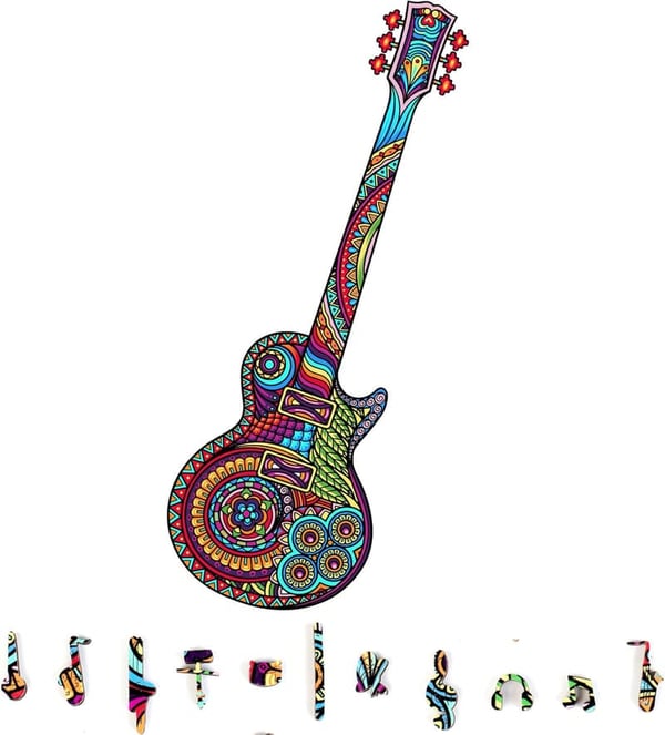 Guitar-Shaped 500-Piece Jigsaw Puzzle - Unique Music Theme