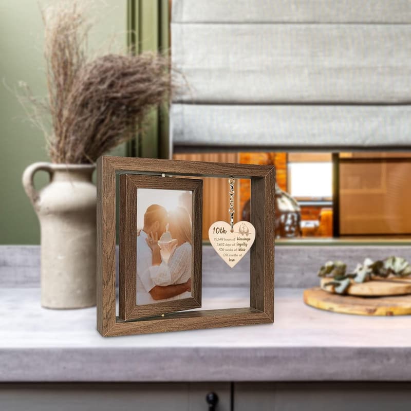 10th Anniversary Picture Frame for Couples, Holds Two 4x6 Inch Photos