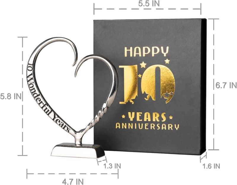 10th Anniversary Hand-Forged Tin Heart Art Keepsake