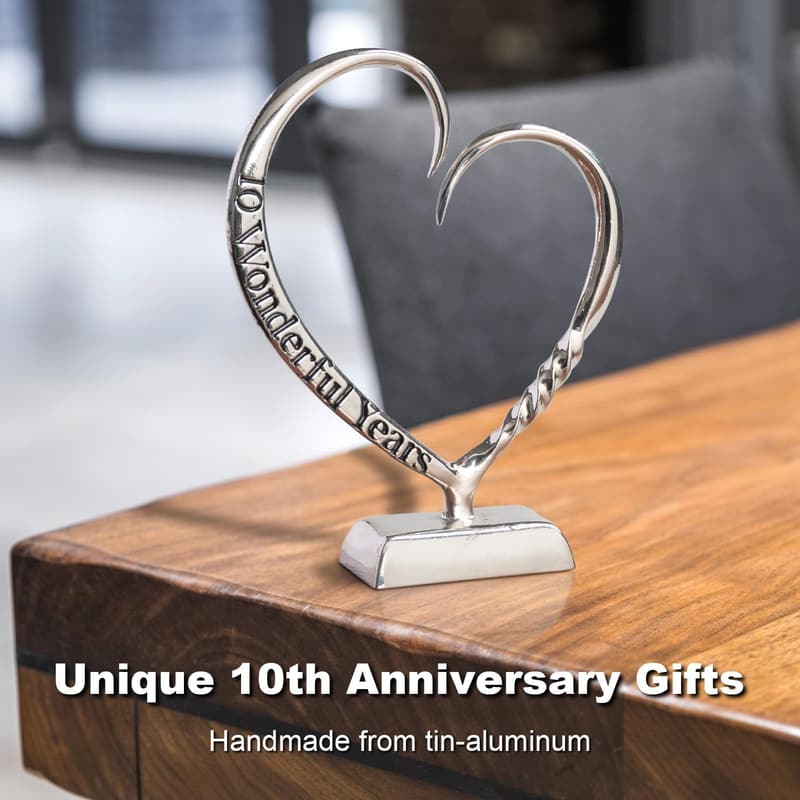 10th Anniversary Hand-Forged Tin Heart Art Keepsake