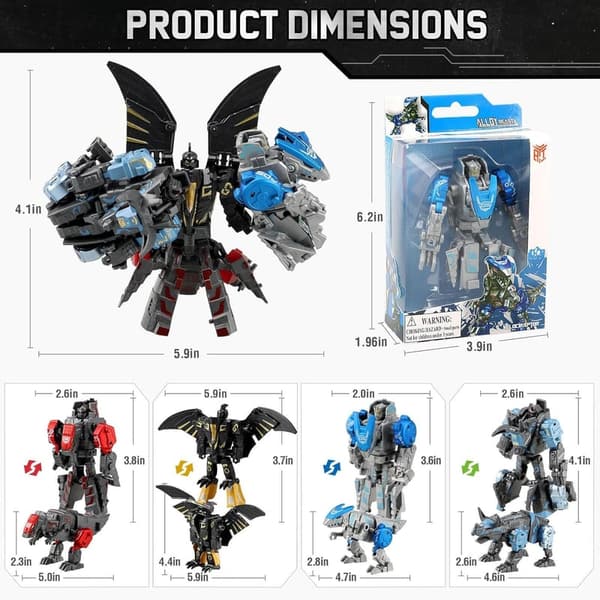 4-in-1 Transforming Robot Dinosaur STEM Toy for Kids