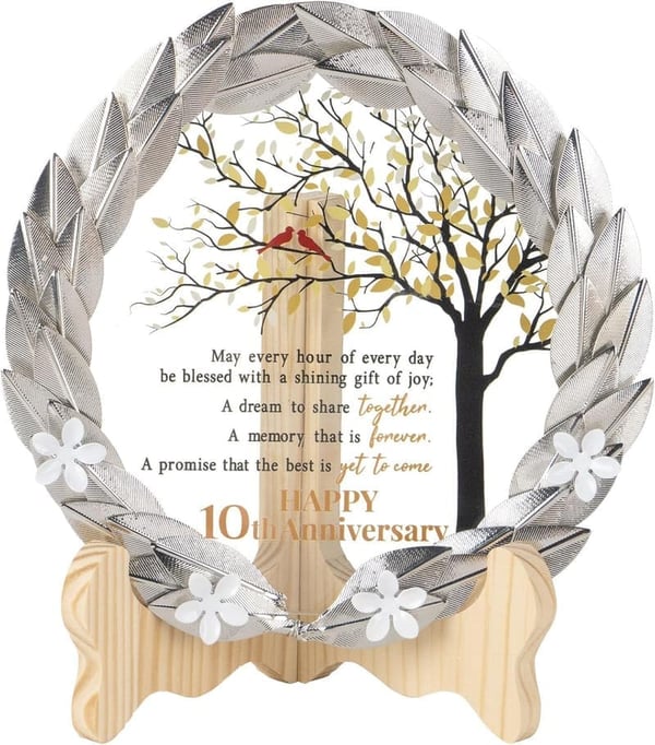 10th Anniversary Crystal Plate with Gold Leaf Wreath