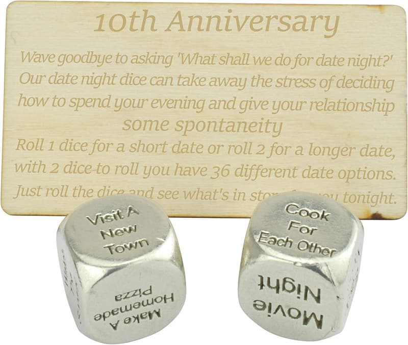 10th Anniversary Date Night Dice - 100% Pure Tin