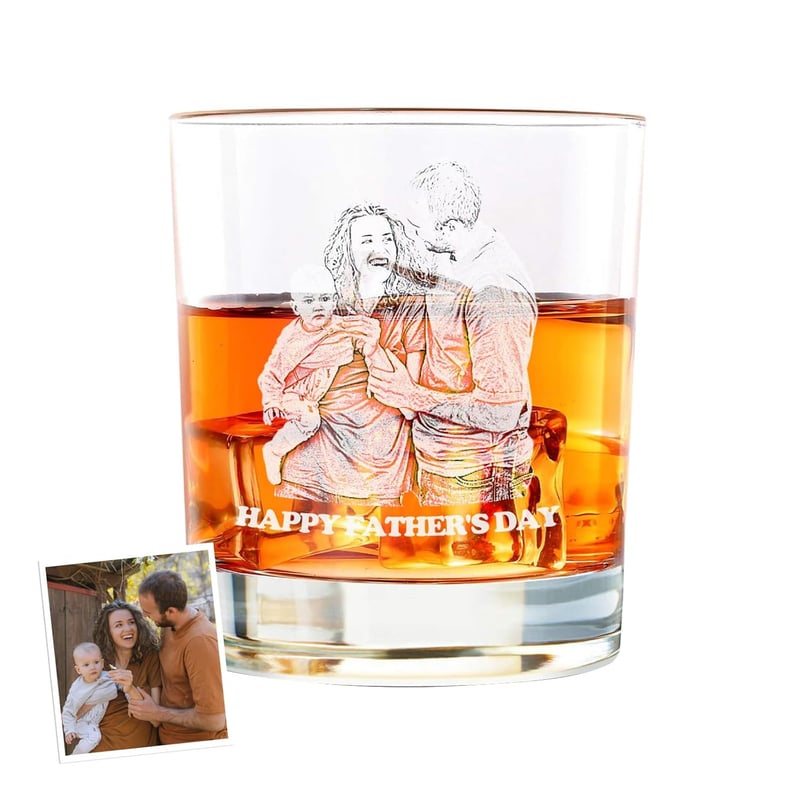 Personalized Photo Whiskey Glass for Dad - Engraved Gift