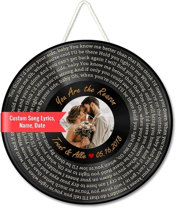 Personalized Vinyl Record Sign - Custom Song Lyrics Art for Couples