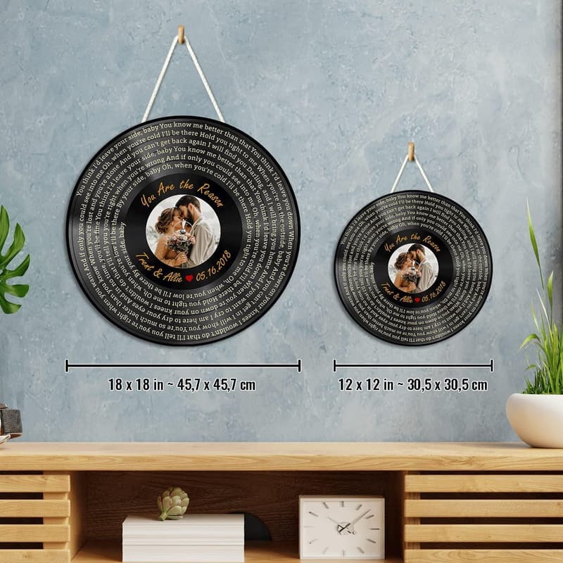 Personalized Vinyl Record Sign - Custom Song Lyrics Art for Couples