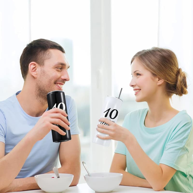 10th Anniversary Travel Tumbler Set for Couples - Mr. Right & Mrs. Always Right