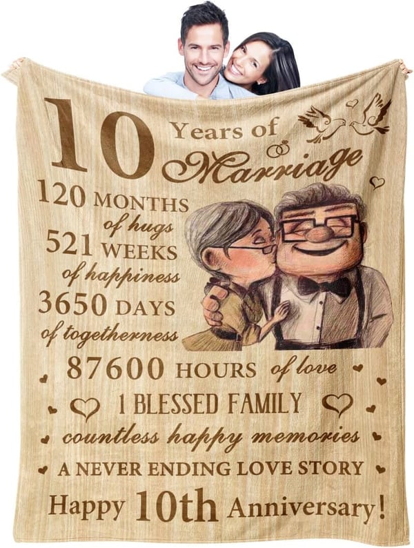 10th Anniversary Blanket Gift for Couples, 60