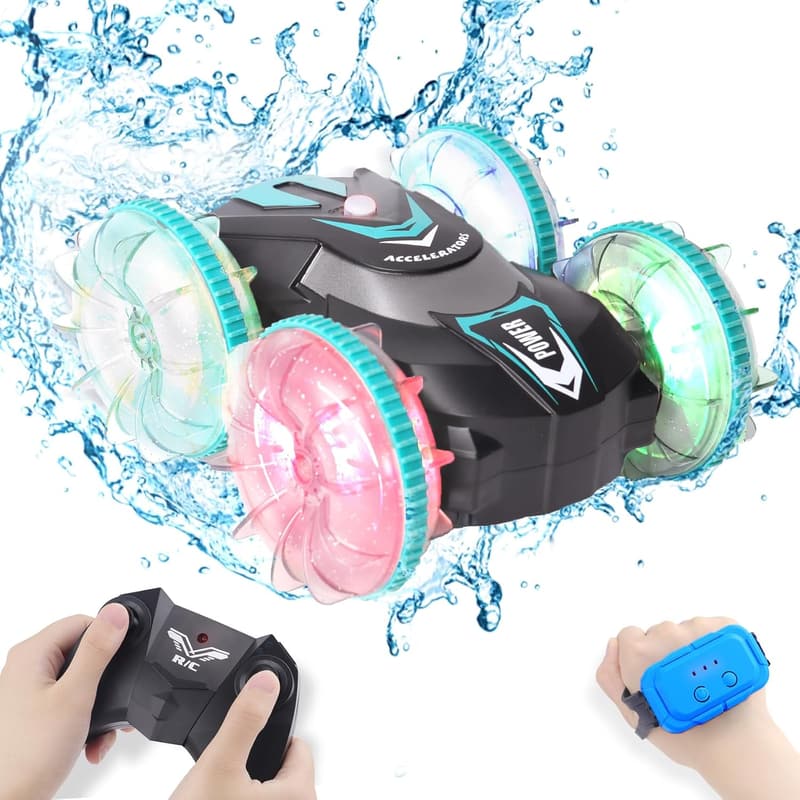 Amphibious RC Car & Boat for Kids 8-13 - 2-in-1 Waterproof Stunt Vehicle