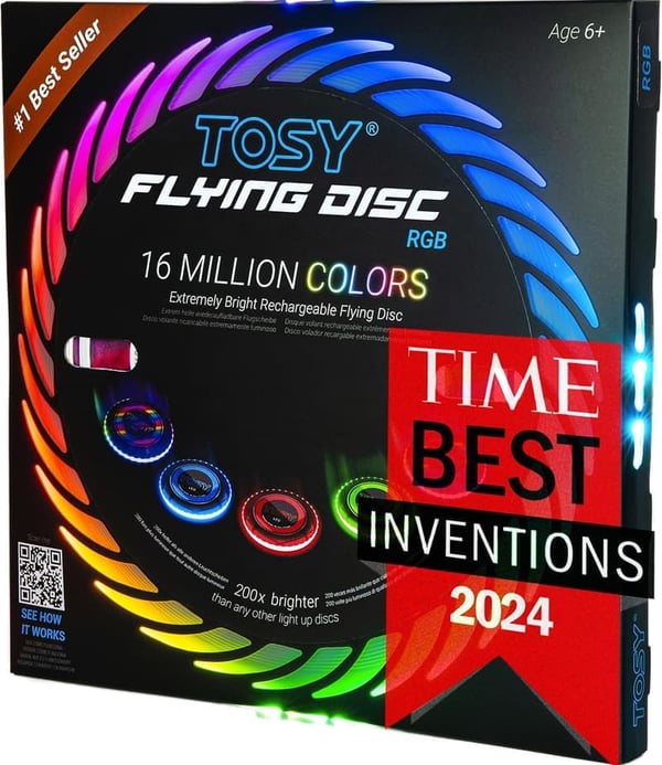 TOSY RGB Flying Disc - Rechargeable, Waterproof, 16 Million Colors