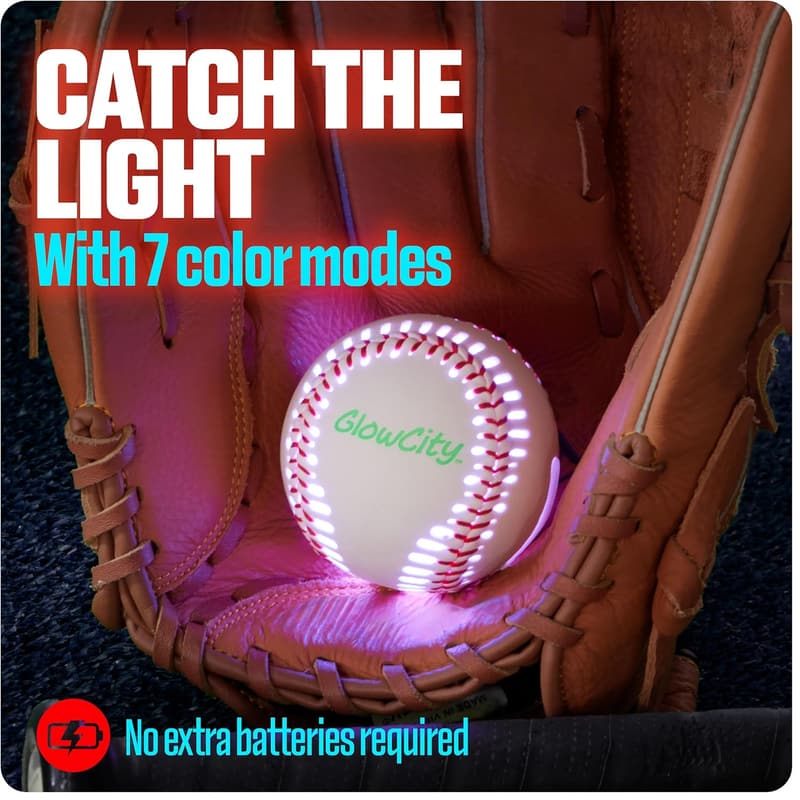 GlowCity LED Rechargeable Light-Up Baseball for Kids 8+