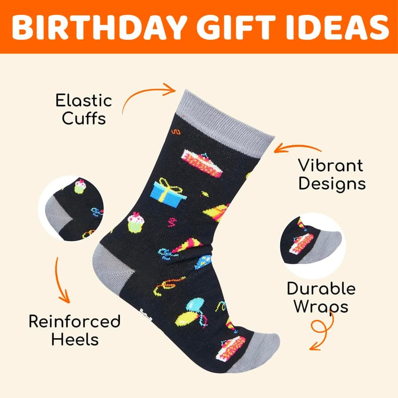 Birthday Gift Socks for Boys Ages 5-12, Gift Boxed in Black
