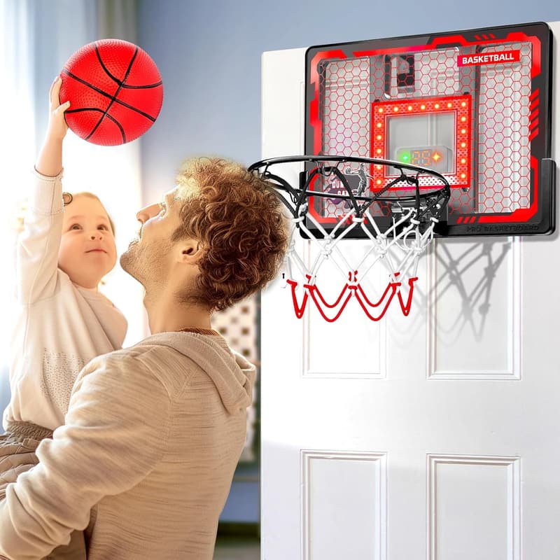 Indoor Basketball Hoop with LED Scoreboard & 4 Balls