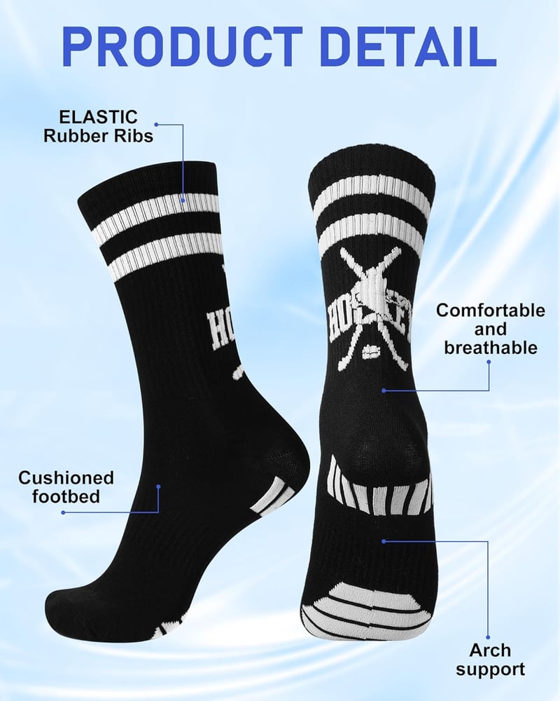 Men's Hockey Socks - 4 Pairs Gift for Hockey Players