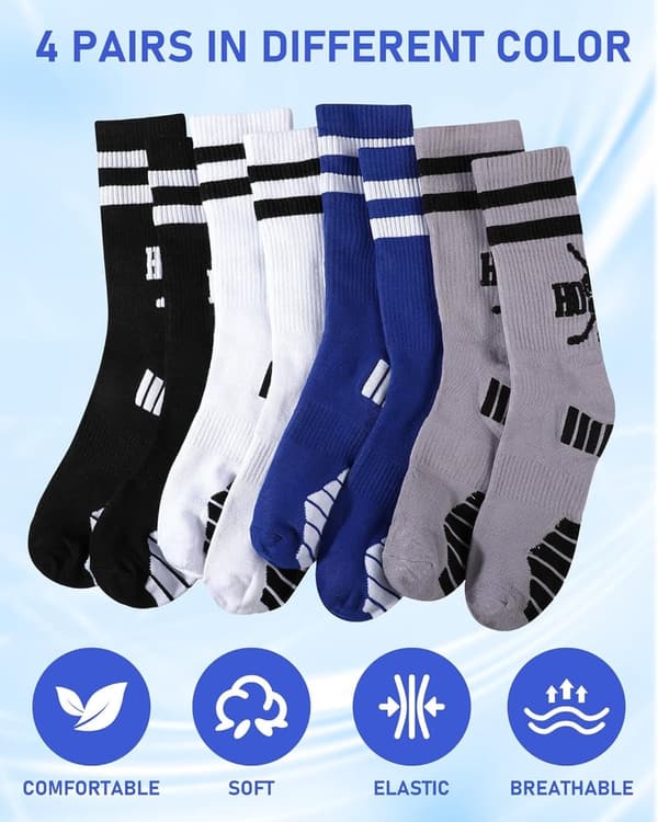 Men's Hockey Socks - 4 Pairs Gift for Hockey Players