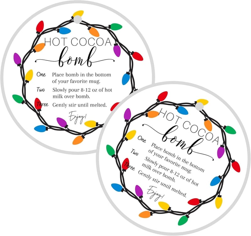 Christmas Hot Cocoa Bomb Instruction Cards | 30 Pack, 2.5