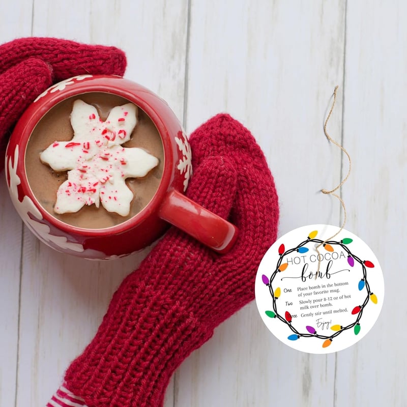 Christmas Hot Cocoa Bomb Instruction Cards | 30 Pack, 2.5