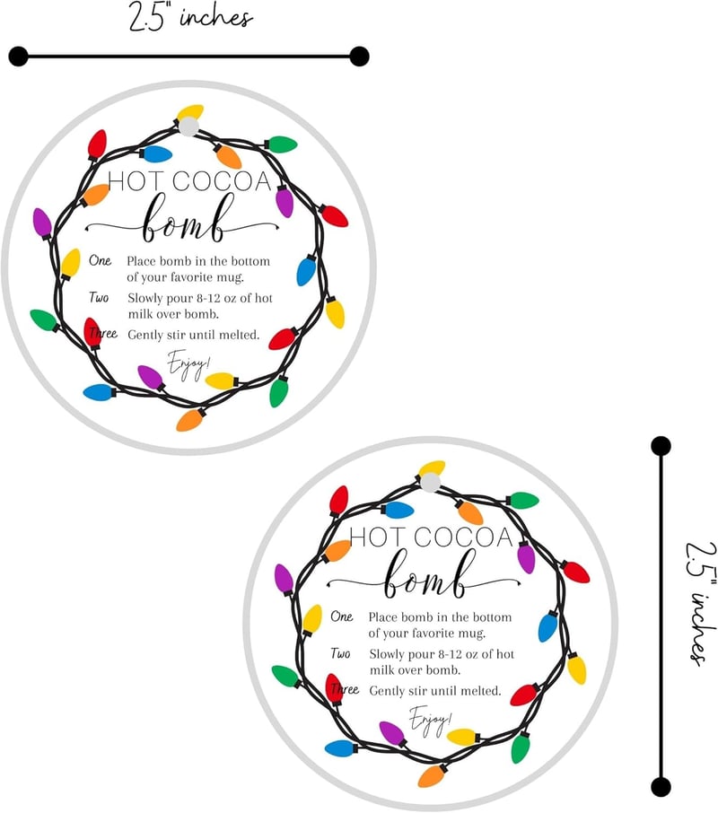 Christmas Hot Cocoa Bomb Instruction Cards | 30 Pack, 2.5