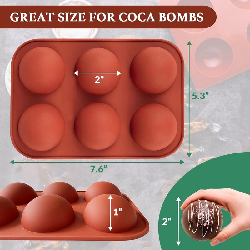 Silicone Hot Chocolate Cocoa Bomb Molds - 4 Pack, 2 Inch