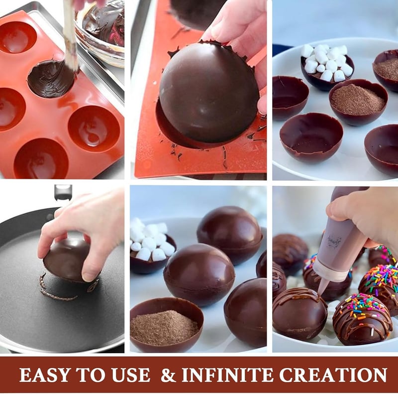 Silicone Hot Chocolate Cocoa Bomb Molds - 4 Pack, 2 Inch