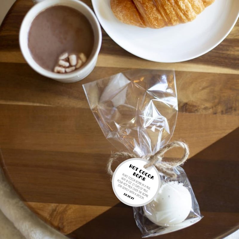 Hot Cocoa Bomb Instruction Cards | 30 Count | Black & White Tags