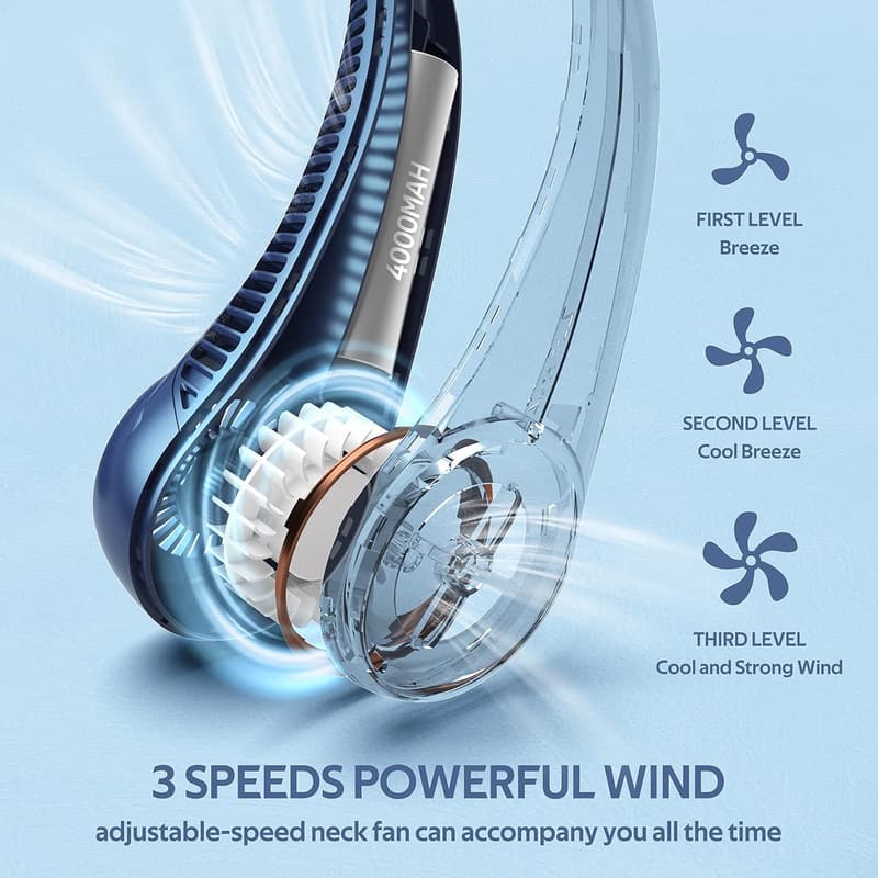 Wearable 360° Bladeless Neck Fan - USB Rechargeable for All