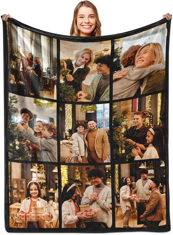 Personalized Photo Blanket for Family - 9 Photos