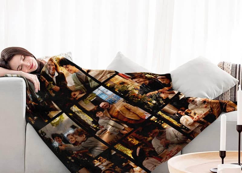 Personalized Photo Blanket for Family - 9 Photos
