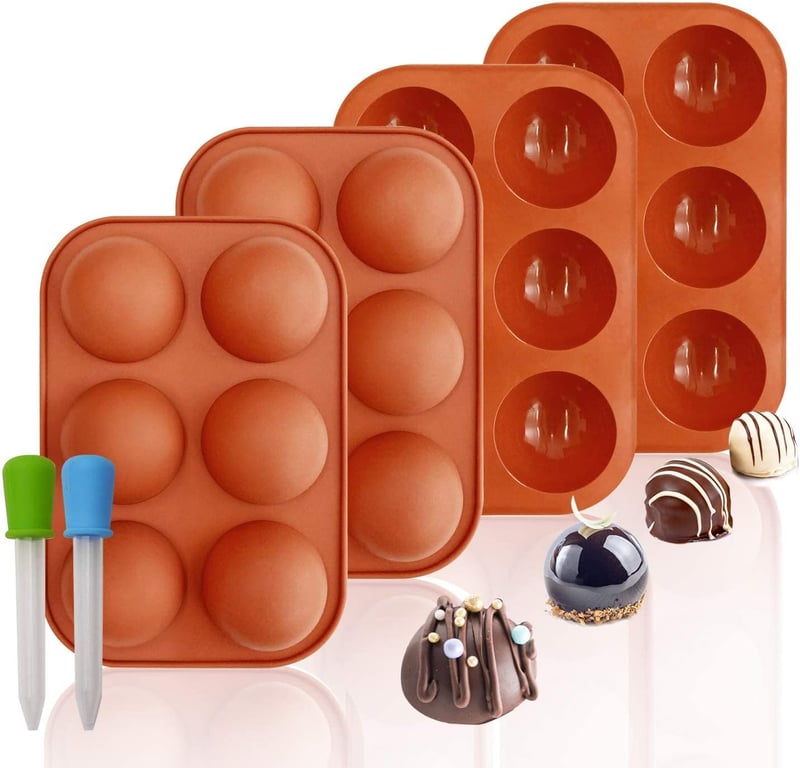 Hot Cocoa Bomb Molds Set with 6 Semi-Sphere Silicone Molds