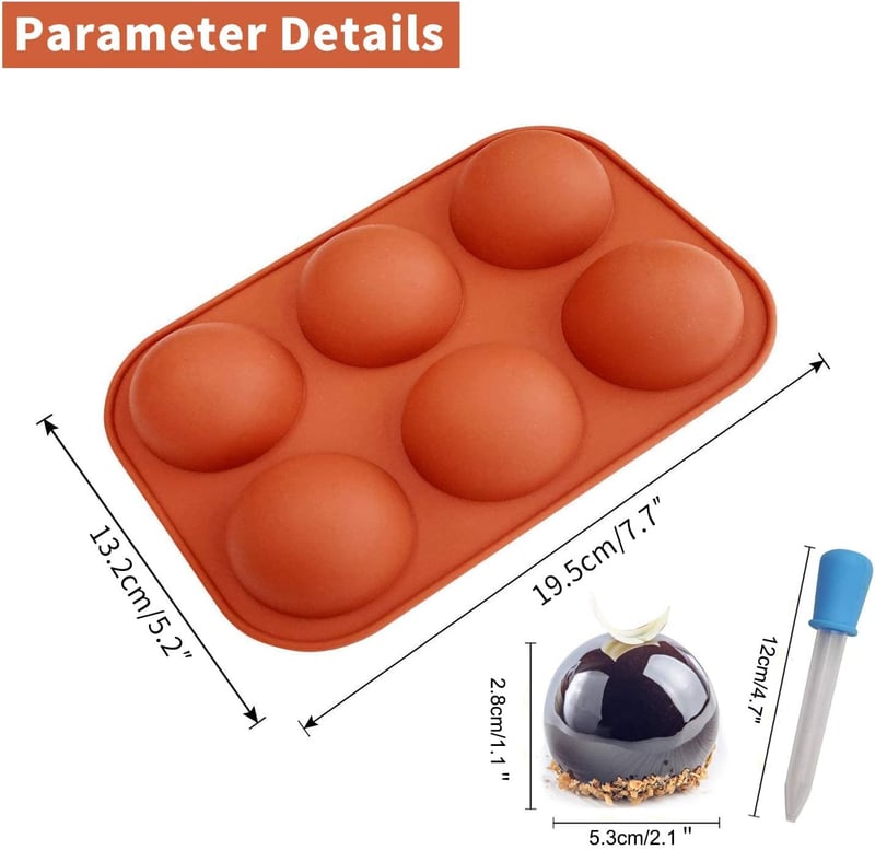Hot Cocoa Bomb Molds Set with 6 Semi-Sphere Silicone Molds