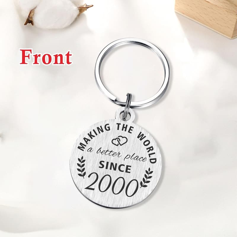 25th Birthday Keychain Gift for Men and Women, Born 2000