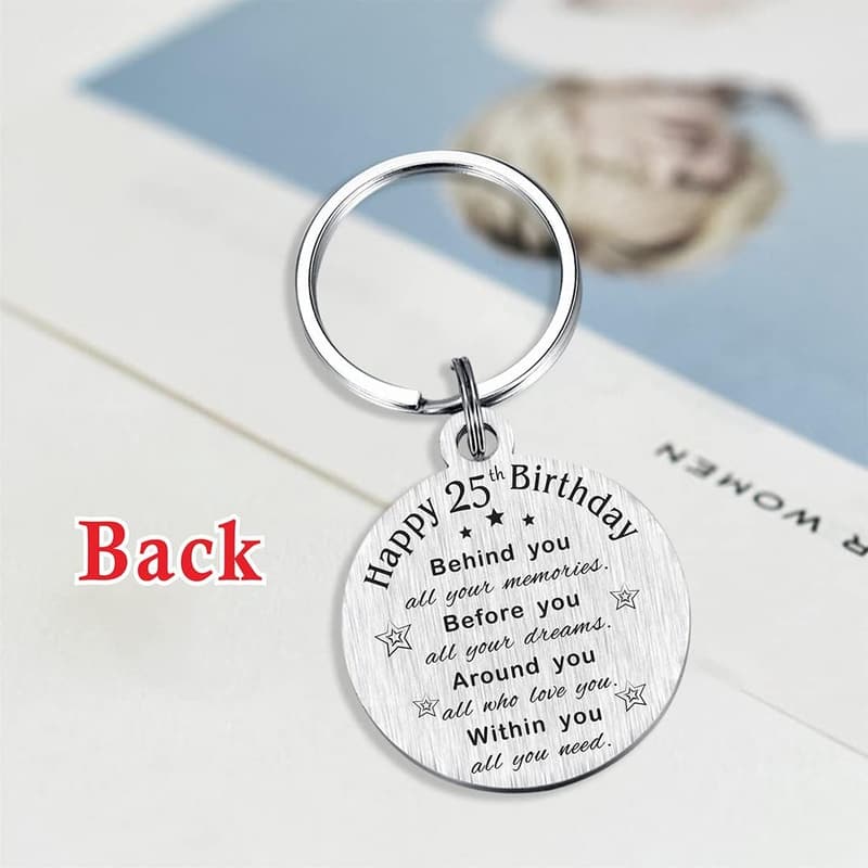 25th Birthday Keychain Gift for Men and Women, Born 2000