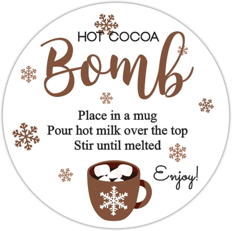 Hot Cocoa Bomb Instructions Stickers - 60 Labels