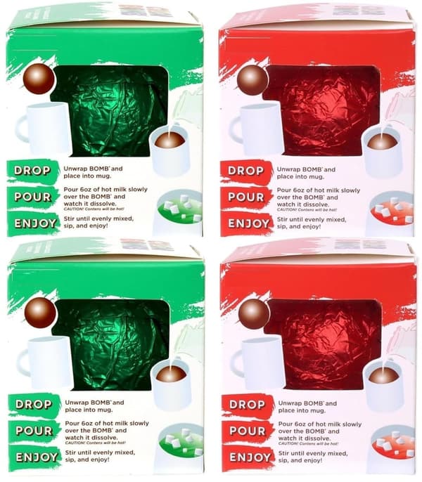 Colorful Cocoa Bombs with Mini Marshmallows - 4 Count