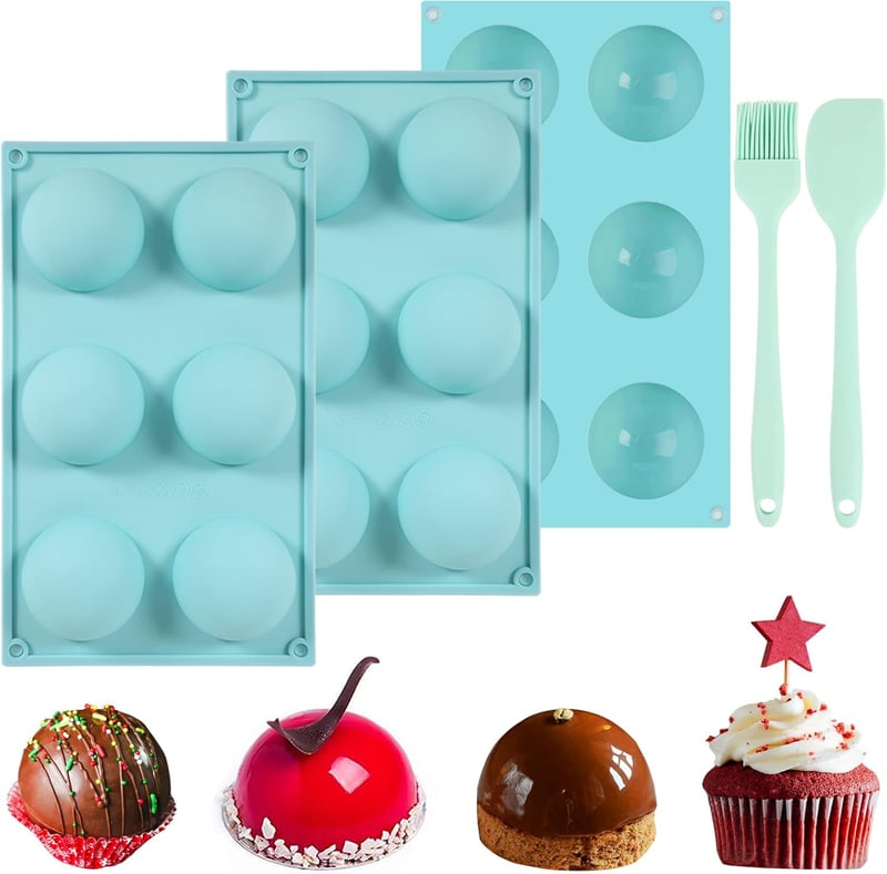 Silicone Hot Chocolate Bomb Mold Set with Brush & Spatula