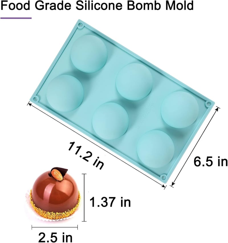 Silicone Hot Chocolate Bomb Mold Set with Brush & Spatula