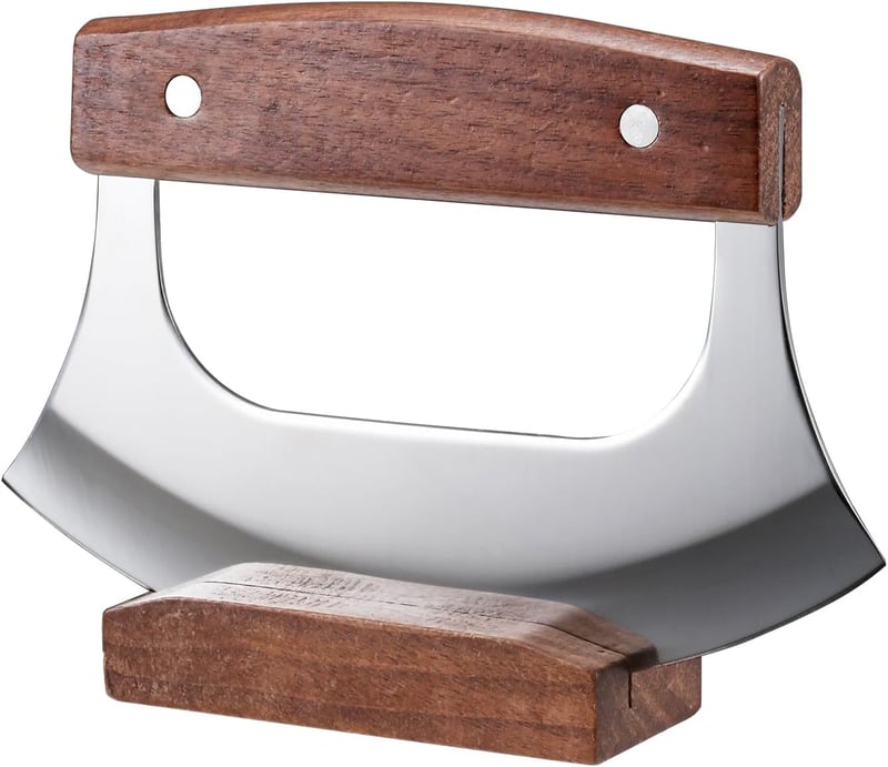 Sharp Rocker Mezzaluna Knife with Stand for Pizza and Vegetables