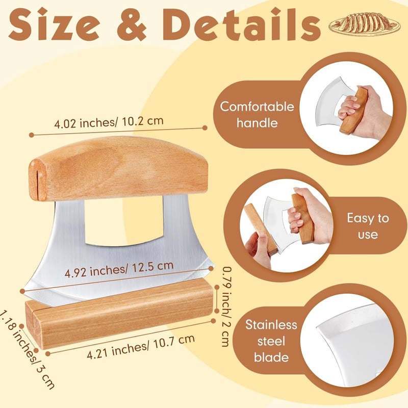 Mezzaluna Ulu Knife & Cutting Board Set for Vegetable Mincing