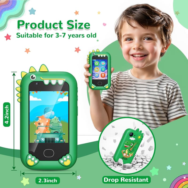 Kids Smartphone Toy with HD Dual Camera - Gifts for Ages 3-8