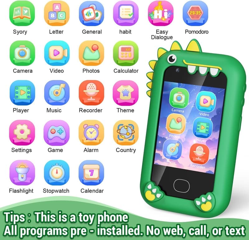 Kids Smartphone Toy with HD Dual Camera - Gifts for Ages 3-8
