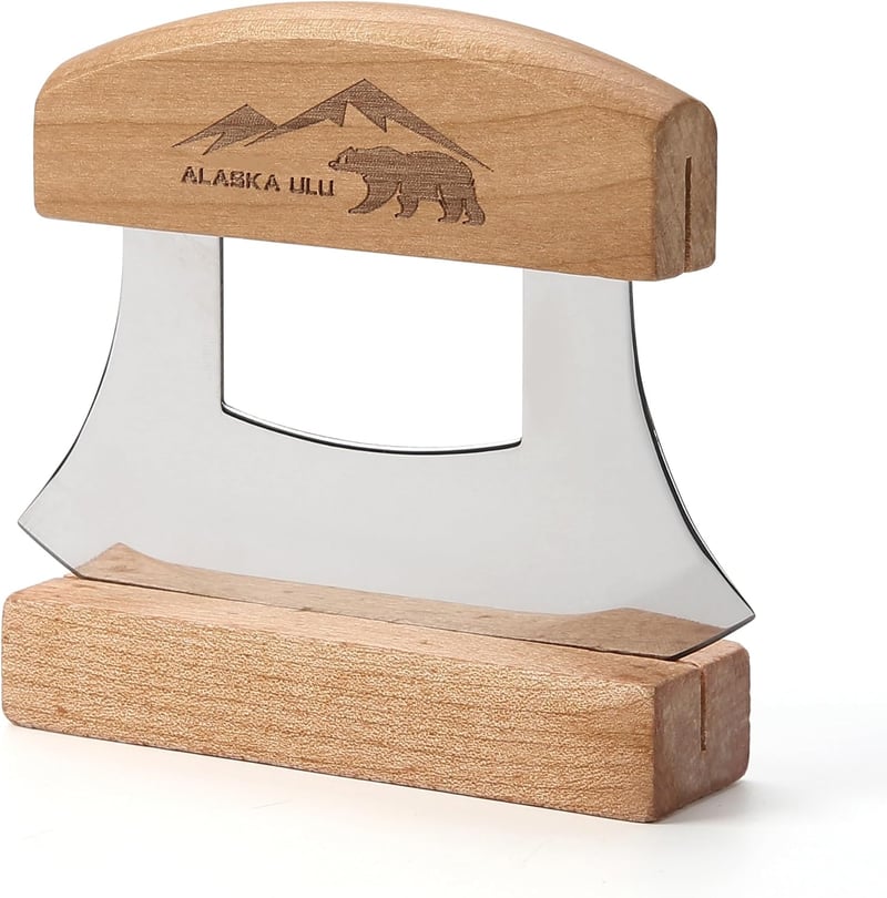 5-Inch Alaskan Ulu Knife with Stand - Veggie Chopper & Slicer