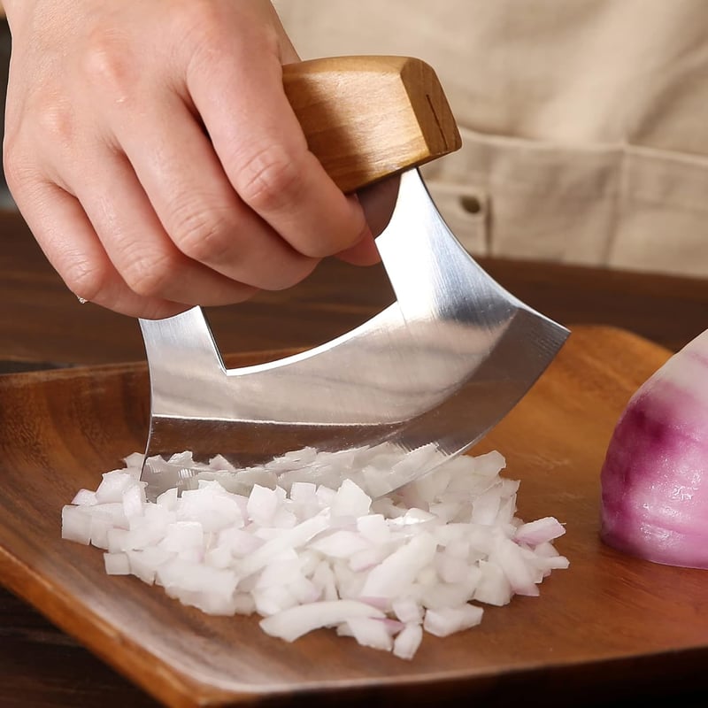 5-Inch Alaskan Ulu Knife with Stand - Veggie Chopper & Slicer