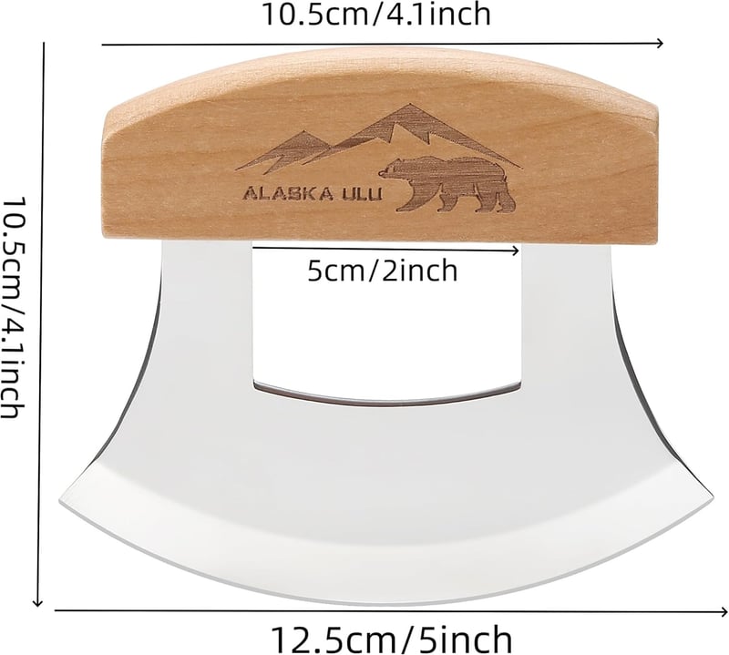 5-Inch Alaskan Ulu Knife with Stand - Veggie Chopper & Slicer