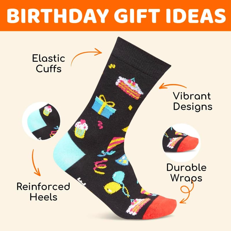 Kids' Socks - Birthday Gift for Ages 3-12, Black