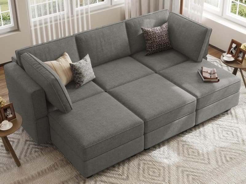 Light Grey Convertible Sectional Sleeper Sofa