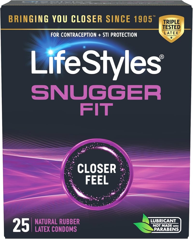 Lifestyles Snugger Fit Natural Rubber Lubricated Condoms - 25 Count